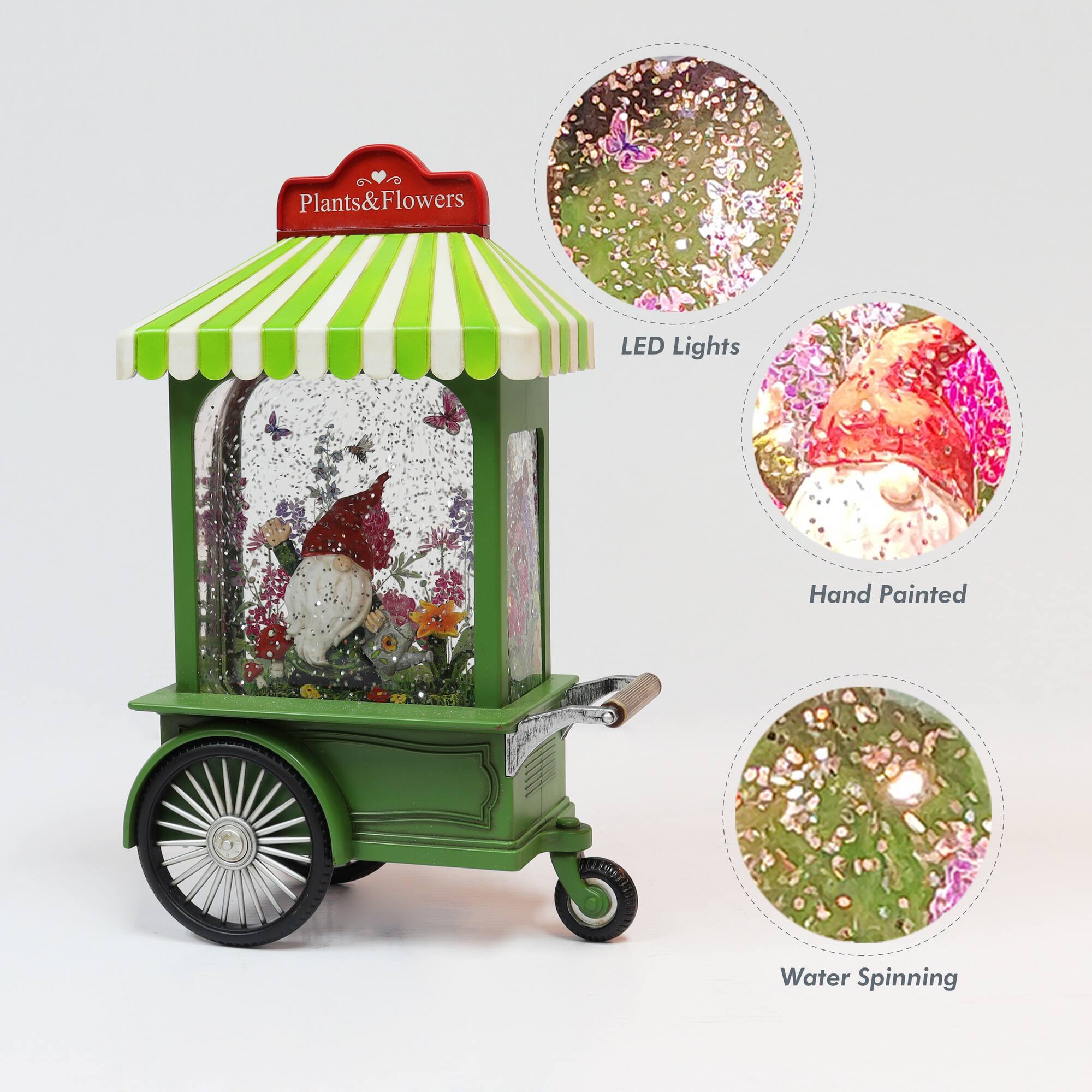 Moments in Time 10.8" Acrylic Cart Gnome Décor